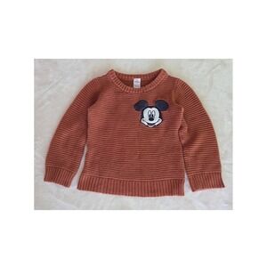 Disney Minimalist Mickey Mouse Terracotta Ribbed Knit Sweater Toddler 4T
